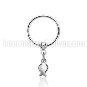 bcrs767 316l steel ball closure ring, 16g w a dangling tulip 