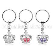 bcrsz590 316l steel bcr, 16g w dangling crown w cz