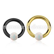 bcrt10o6 pvd plated 316l steel bcr 10g w 6mm synthetic opal ball