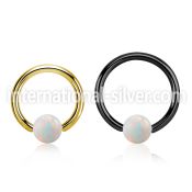 bcrt12o6 pvd plated 316l steel bcr 12g w 6mm synthetic opal ball