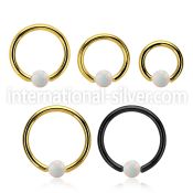 bcrt14o4 pvd plated 316l steel bcr 14g w 4mm synthetic opal ball