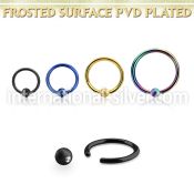 bcrt18f3 anodized steel ball closure ring, 18g w 3mm frosted ball