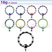 bctl16 hoops captive rings anodized surgical steel 316l nose