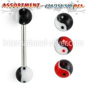 blk324 straight barbells surgical steel 316l with acrylic parts tongue
