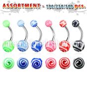 blk332 belly rings surgical steel 316l with acrylic parts belly button
