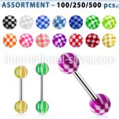 blk365 straight barbells surgical steel 316l with acrylic parts tongue