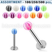 blk371 labrets lip rings surgical steel 316l with acrylic parts labrets chin