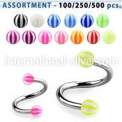 blk375 spirals twisters surgical steel 316l with acrylic parts eyebrow