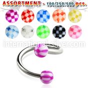 blk381 spirals twisters surgical steel 316l with acrylic parts eyebrow