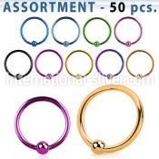 blk385 hoops captive rings anodized surgical steel 316l nose