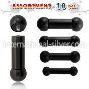 blk389 straight barbells anodized surgical steel 316l tongue