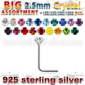 blk529 l shape nose studs silver 925 nose