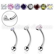 bneczin steel curvedbarbell cz prong set plain ball internal
