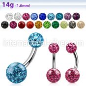 bnfr68 steel bellybutton curved barbell 14g gem ferido balls