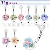 bnuvfl13 belly rings surgical steel 316l with acrylic parts belly button