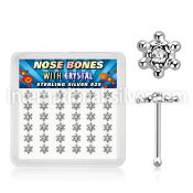 box w 36 silver nose bone w clear crystal david star top 