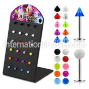 brlbuv3 labrets lip rings surgical steel 316l with acrylic parts labrets chin