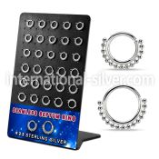 brnhm54 board w 30 silver septum seamless rings w small beads