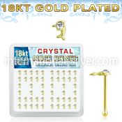 bxdpcg 18k gold plated silver nose bones with clear dolphin