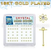 bxfl2cg 18k gold plated silver nose bones with clear flower