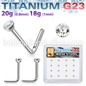 bxunl1 titanium l shaped nose studs clear press fit 16pcs