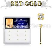 d9gnb15 box w 14kt gold nose bone w 1.5mm genuine diamond