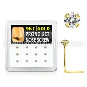 d9gsc19 l shape nose studs gold nose