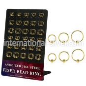 dbedr4 board w 60 gold steel fixed bead ring 20g 2.5 3mm ball