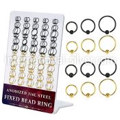 dbedr5 board w black gold 316l steel fixed bead ring 20g
