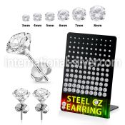 deszrg steel ear studs prong setting 3mm 8mm cz 60
