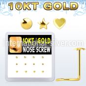 dgisc10 box w 12 10kt gold nose screws w assorted shaped tops 
