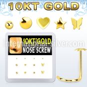 dgisc16 box w 10kt gold nose screw w 3mm cz stones in mix shape