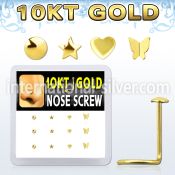 dgisc4 10kt gold nose screw with assorted shaped tops