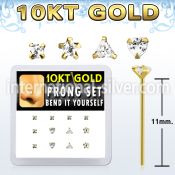 dgiys6 box w 10kt gold nose bend it nose studs cz in mix shape