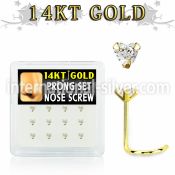 dgsc5 box w 14kt gold nose screws w prong set 3mm heart cz 