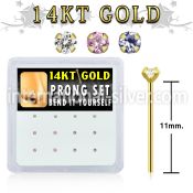 dgys4 box w 14kt gold bend it nose studs w prong set 1.5mm cz 