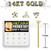 dgys7 box w 14kt gold nose bend it cz nose stud in mixed shape