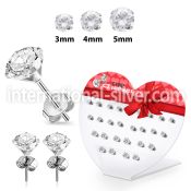 dheszr1 steel ear studs prong setting 3mm 5mm cz 13