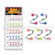 djspe6 spirals twisters surgical steel 316l with acrylic parts eyebrow