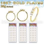 dnsm267 18k gold plated 925 silver seamless nose hoops 1.5mm prong set clear gems