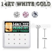 dwys10 box w 14kt white gold bend it nose studs w 2mm mixed czs