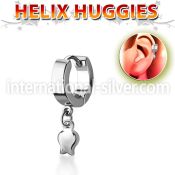 ehh767 high polished stainless steel huggie w a dangling tulip 