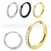 er276 one pair steel huggie hoop earrings small cz