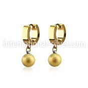 ergfot8 gold steel huggies earrings w 8mm ball w frosted effect