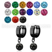 erkfr8 black steel huggies w dangling 8mm multi crystal ball