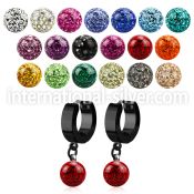 erkfr8 black steel huggies w dangling 8mm multi crystal ball