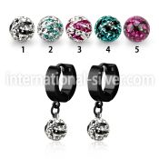 erkfrc8 black steel huggies dangling zebra multi crystal ball