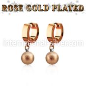errfot8 rose gold steel huggies earrings 8mm frosted effect ball
