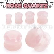 fgsb rose quartz stone double flare ear plug faceted cut