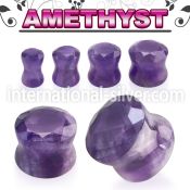 fgsc amethyst stone double flare ear plug faceted cut